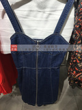 HM H&M女装专柜正品代购 前拉链修身胸吊带牛仔连衣裙远原价249