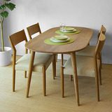 日式餐桌 北欧宜家白橡木椭圆餐桌 不伸缩实木餐桌椅组合 定制