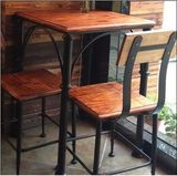 美式餐桌椅组合 饭桌小吃店家用桌快餐桌椅 铁艺桌椅酒吧桌椅套件