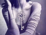香港代购正品Tiffany蒂芙尼925纯银蜻蜓镶钻钥匙吊坠女士项链礼物