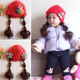 韩版秋冬季婴幼儿童套头帽加棉女童宝宝保暖护耳加绒假发帽子包邮
