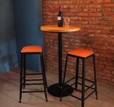 咖啡厅桌椅组合欧式实木餐椅休闲椅高脚椅酒吧桌椅吧台椅铁艺餐椅