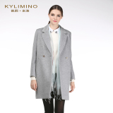 凯莉米洛 早春新款女式浅灰色大衣 韩版简约款外套宽松KLW48785