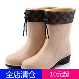 韩时尚品牌高筒女雨靴雨鞋长筒秋冬季保暖加棉绒防滑加厚耐磨