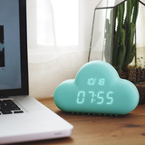 包邮 MUID创意超萌物云朵声控钟超静音学生LED时钟贪睡闹钟座钟表
