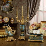 欧式高档奢华复古客厅创意装饰品树脂三件套组合酒柜茶几家居摆件