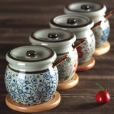 和风四季/釉下彩陶瓷日式餐具手绘调味罐调味瓶糖罐盐罐 2个包邮