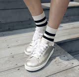 韩国代购进口正品女ulzzang运动二杠条纹袜子短袜短筒袜堆堆袜