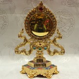 藏传佛教准提佛母铜镜合金铜镜彩绘准提镜一面镜面一面准提佛母像