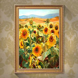 有框画欧式田园风景挂画玄关过道卧室餐厅装饰画油画向日葵DL600