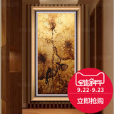 东南亚泰式金箔画纯手绘油画玄关走廊竖幅装饰画抽象画有框画荷叶