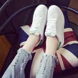 2016新款夏季绿尾小白鞋休闲鞋拼色经典白色耐磨女板鞋透气运动鞋