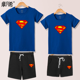 夏装新款Superman超人运动休闲套装情侣装短袖T恤韩版男女