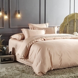 纯色全棉四件套床单款刺绣纯棉床上用品简约1.8/2.0素色床品套件