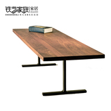 铁艺餐桌复古实木餐桌书桌做旧实木办公桌会议桌6人餐桌椅组合