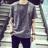 夏季新款男士亚麻短袖T恤衫青年男式大码体恤中国风复古半袖衣服