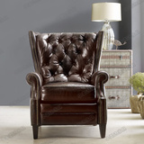 美式真皮老虎椅欧式客厅简约皮艺单人沙发椅会所咖啡厅沙发椅特价