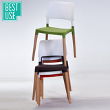百思宜 现代休闲简约实木塑料餐椅 家用靠背椅洽谈桌椅咖啡椅子