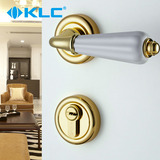 德国KLC 欧式亮金卧室房门锁 实木室内分体锁 陶瓷把手锁具 米兰