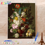 DIY手绘数字油画装饰画 客厅静态植物花卉加厚框包邮 MS8166 怒放