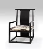新中式实木单椅沙发家具现代休闲餐椅茶楼布艺椅子可定制现货特价