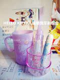 日本Sanrio正品Hello Kitty 兒童便携迷你漱口杯牙刷牙膏旅行套裝