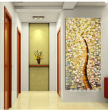 走廊挂画竖版欧式玄关装饰画单幅楼梯壁画风水墙画发财树现代抽象