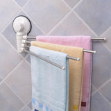 包邮双庆不锈钢四杆毛巾架可旋转浴室卫生间强力吸盘毛巾挂