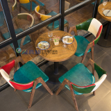 咖啡厅桌椅 美式复古主题西餐厅混搭组合 工业风 奶茶甜品店桌椅