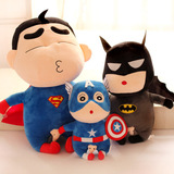 蜡笔小新毛绒玩具变身Q版超人美国队长蝙蝠侠公仔布娃娃婚庆礼品