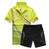 夏季新款 李宁运动服吸汗速干衣服 羽毛球服套装男女款网球运动服