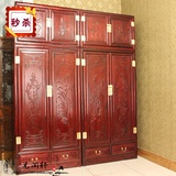 中式明清仿古家具实木榆木雕花大衣柜 精雕细刻豪华顶箱柜 储藏柜