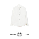 COKEIN 2016新款春装 原创设计男士日系潮流文艺范纯白色立领衬衫