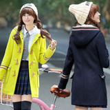 少女冬装青少年韩版中长款加厚学院风呢子大衣高中学生毛呢外套女