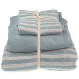 天竺棉针织四件套全棉条纹1.8m双人被套简约纯色床单床笠床上用品