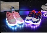 男童春秋USB充电夜光闪光休闲板鞋儿童运动鞋女童LED带亮灯鞋童鞋
