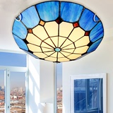 地中海风格吸顶灯圆形创意LED卧室灯具蒂凡尼灯饰阳台过道吸顶灯
