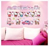 包邮hello kitty墙贴 卧室儿童房KT凯蒂猫装饰贴纸贴画可移除