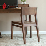 纯实木餐椅 美式黑胡桃色白橡木餐椅 靠背椅 书房椅子饭椅家具