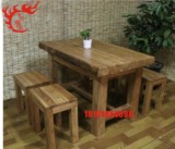 老榆木家具定做 餐桌 原木餐桌1.2米全实木 简易桌子大板桌