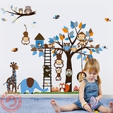 超大号三代可移除墙贴儿童房淘气堡幼儿园专用墙壁卡通贴画动物园