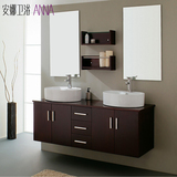 美式吊柜浴室柜组合洗手台定做 镜柜洗脸盆橡木实木卫浴柜卫生间