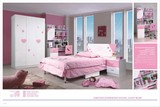 儿童卧室 粉色青少年女孩组合套粉色三门衣柜+床+电脑桌椅 包邮