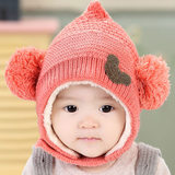 韩版婴儿帽子冬季女宝宝帽子0-3-6-12个月秋冬季加绒护耳帽男冬天
