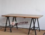 实木复古餐桌长方形铁艺做旧长桌子咖啡厅酒吧仿古桌椅子多用途