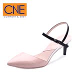 CNE2016新品纯色尖头凉鞋女真皮包头细跟中跟女鞋7M57210