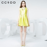CCDD2016夏装新款专柜正品女 纯色时尚百褶裙 甜美瑞丽无袖连衣裙