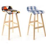 曲实木酒吧椅创意高靠背椅欧式木质吧台椅子时尚吧凳简约高脚凳3