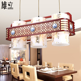 新中式吊灯现代简约实木中式灯具仿古典羊皮灯餐厅书房吊灯青花瓷