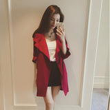 2016春装新款大码女装韩版七分袖薄款茧型风衣春秋显瘦中长款外套
